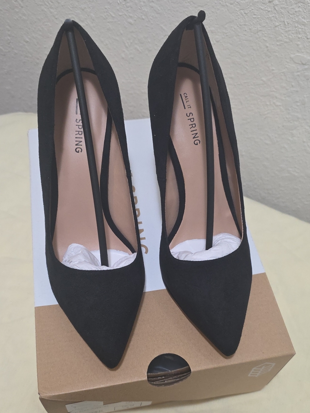 Call It Spring Black Suede Pointed Toe Heels